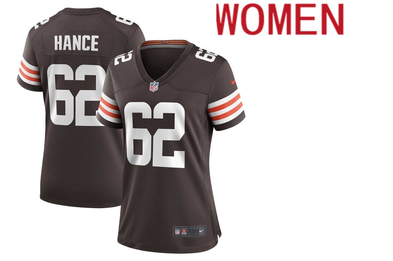 Women Cleveland Browns #62 Blake Hance Nike Brown Game NFL Jersey->women nfl jersey->Women Jersey